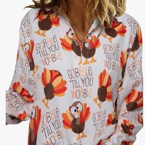 Thanksgiving Gobble til you wobble shirt -L